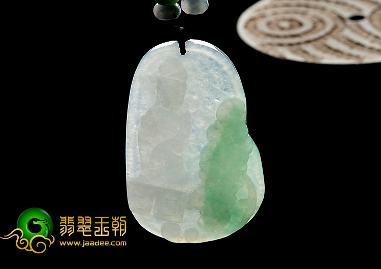 糯冰种飘翠缅甸翡翠A货站观音挂件