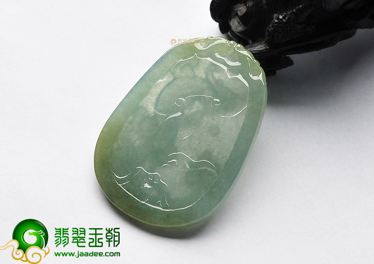 冰种晴水带褐黄翡缅甸翡翠A货龙牌挂件