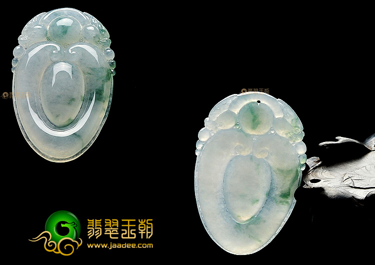 冰种飘花双龙如意挂件