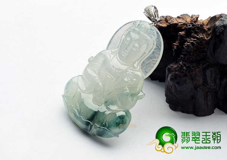 冰种飘花观音挂件