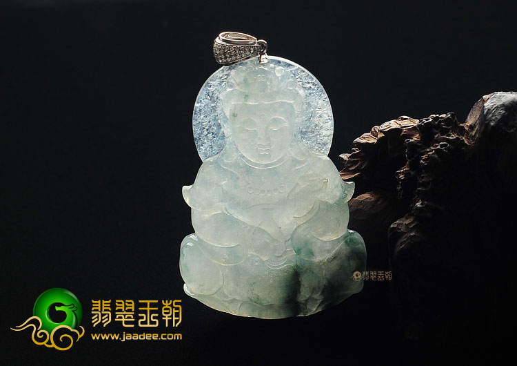 冰种飘花观音挂件