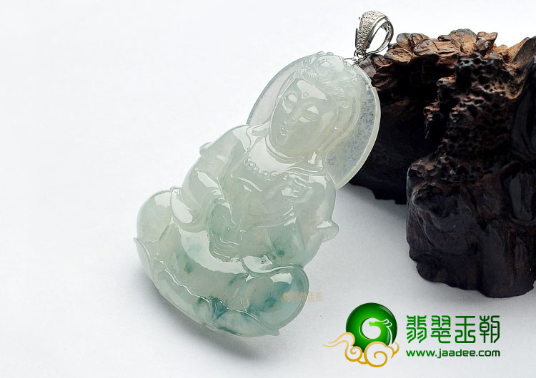 冰种飘花观音挂件