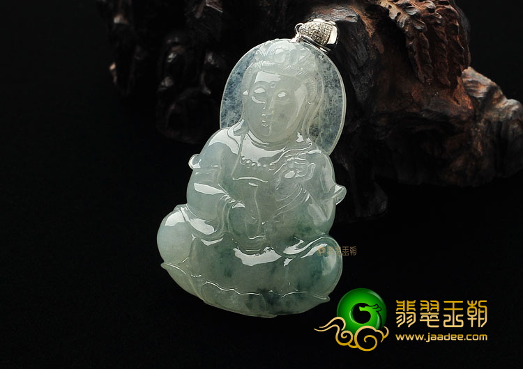 冰种飘花观音挂件