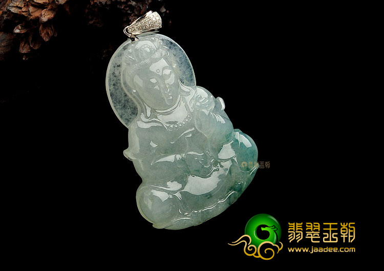 冰种飘花观音挂件