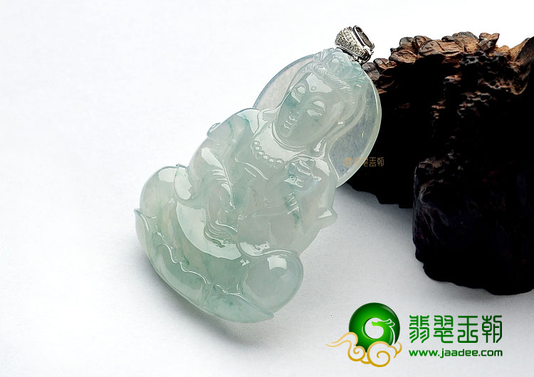 冰种飘花观音挂件