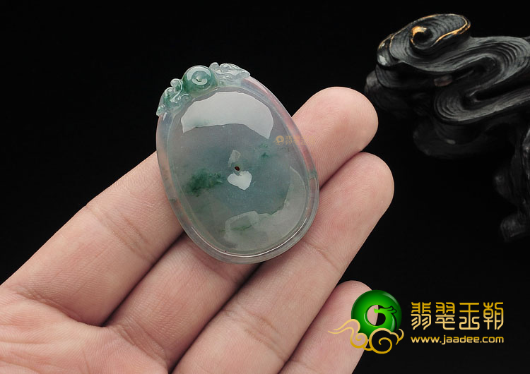 冰种飘花双龙如意挂件