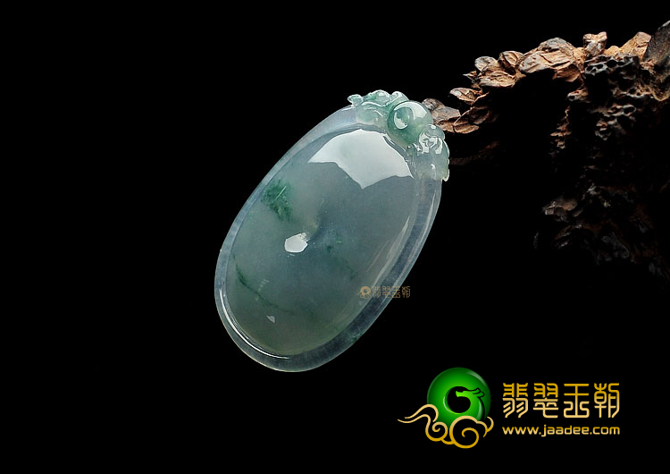 冰种飘花双龙如意挂件
