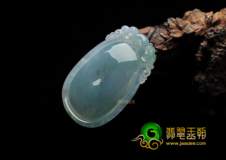冰种飘花双龙如意挂件