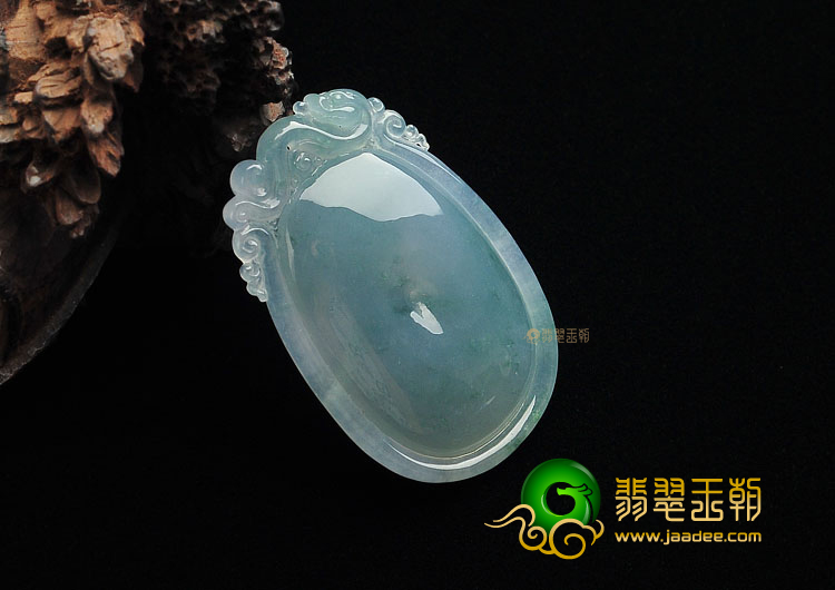 冰种飘花双龙如意挂件