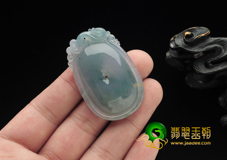 冰种飘花双龙如意挂件