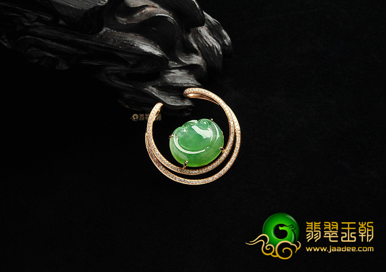 (超值推荐)冰种晴水镶玫瑰金如意胸坠(真钻)