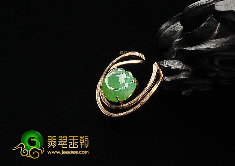 (超值推荐)冰种晴水镶玫瑰金如意胸坠(真钻)