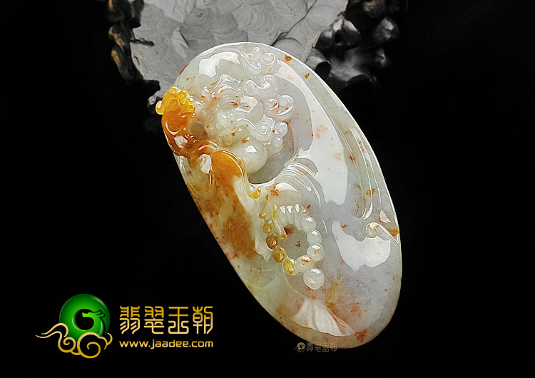 糯冰种飘红翡达摩挂件