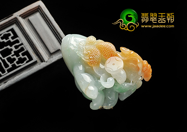 糯冰种三彩八方来财挂件