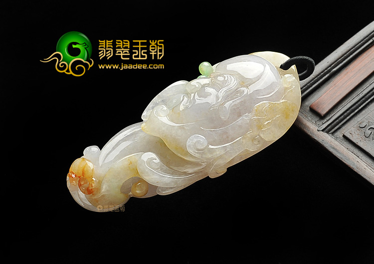 糯冰种三彩福寿如意挂件