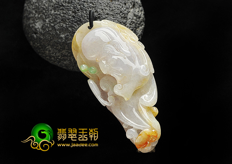 糯冰种三彩福寿如意挂件