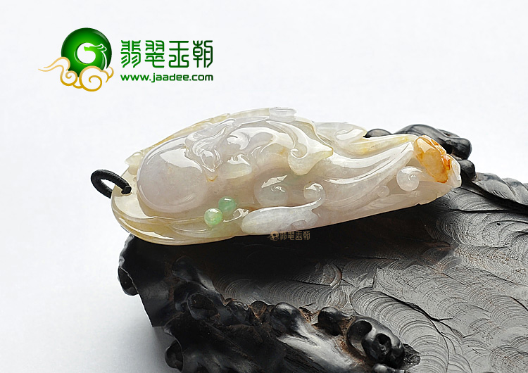 糯冰种三彩福寿如意挂件