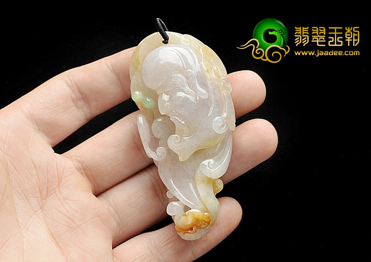 糯冰种三彩福寿如意挂件