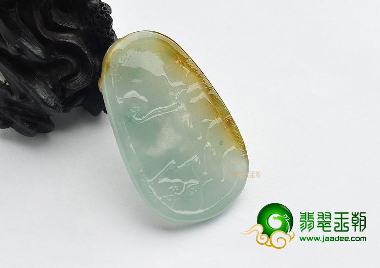 冰种晴水褐黄翡福如意挂件