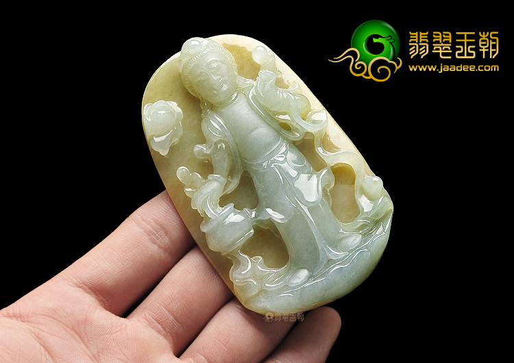 （超值推荐）糯冰种晴水黄翡站观音挂件