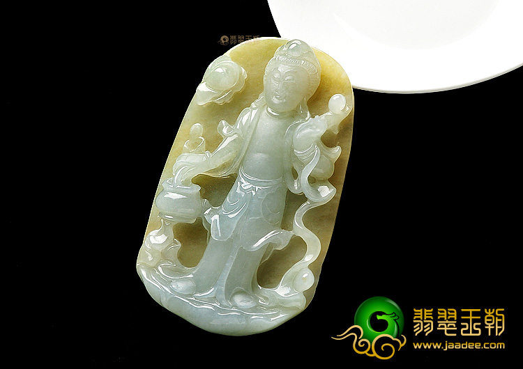 （超值推荐）糯冰种晴水黄翡站观音挂件