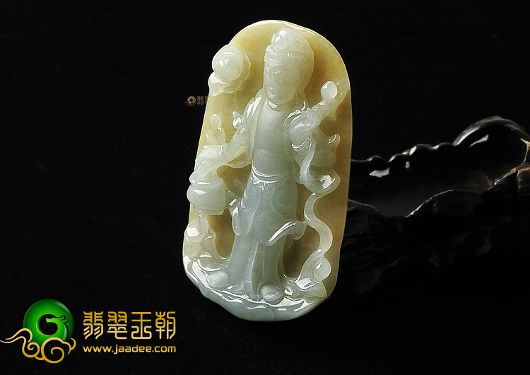 （超值推荐）糯冰种晴水黄翡站观音挂件