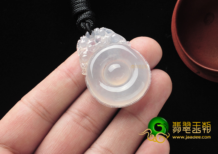冰种无色双龙如意挂件