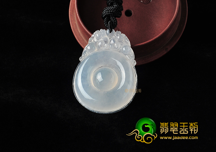 冰种无色双龙如意挂件
