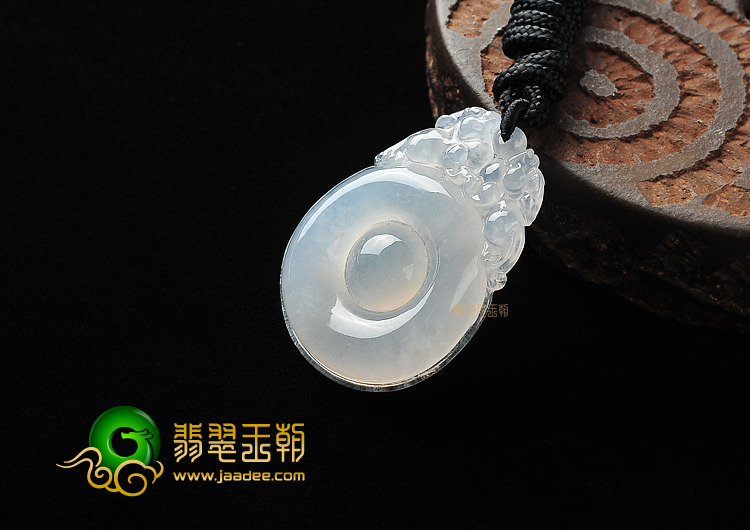 冰种无色双龙如意挂件