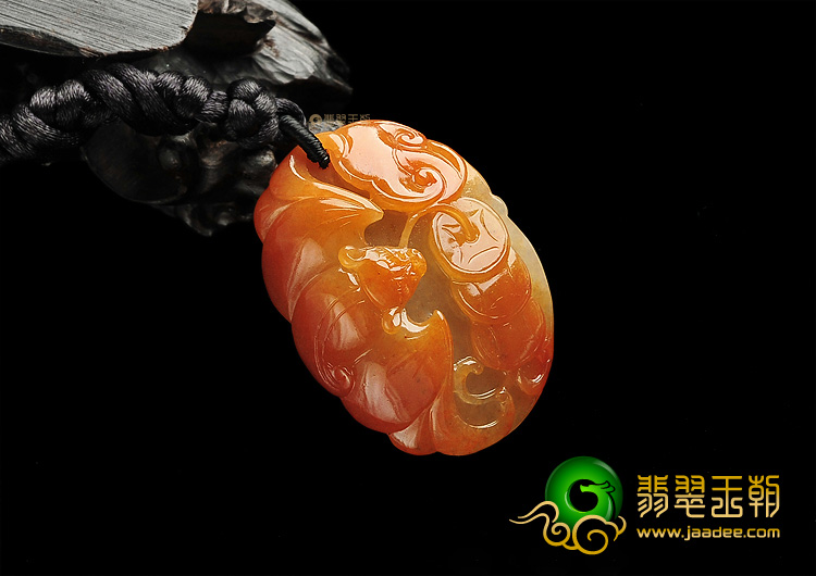糯冰种红黄翡福在眼前挂件