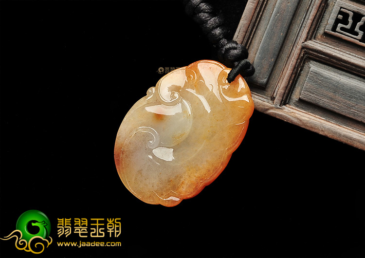 糯冰种红黄翡福在眼前挂件