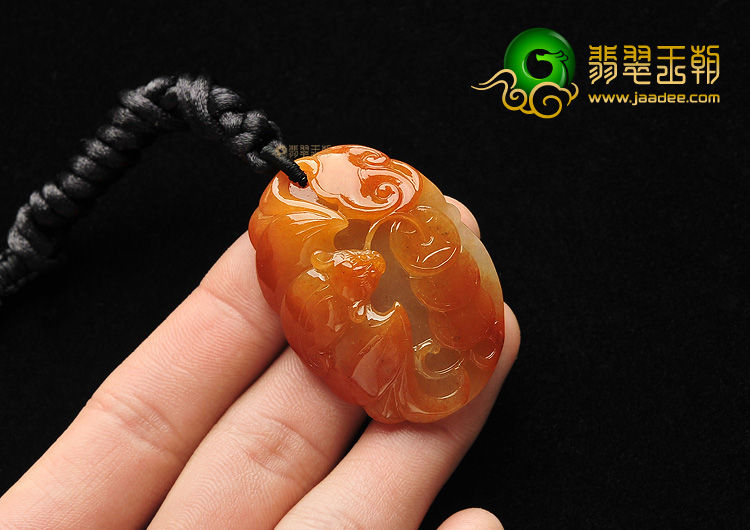 糯冰种红黄翡福在眼前挂件