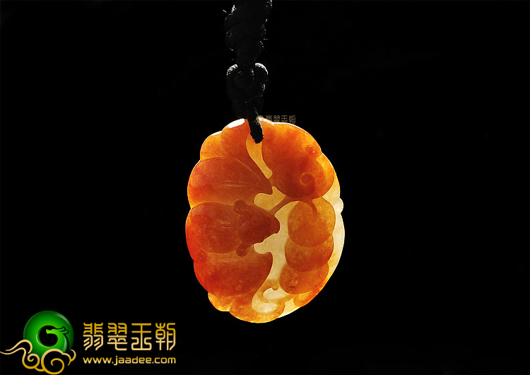糯冰种红黄翡福在眼前挂件