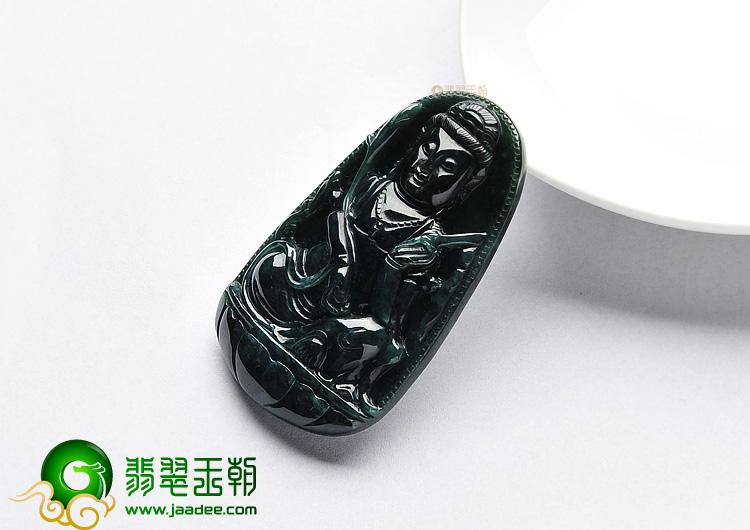 糯冰种墨翠观音挂件