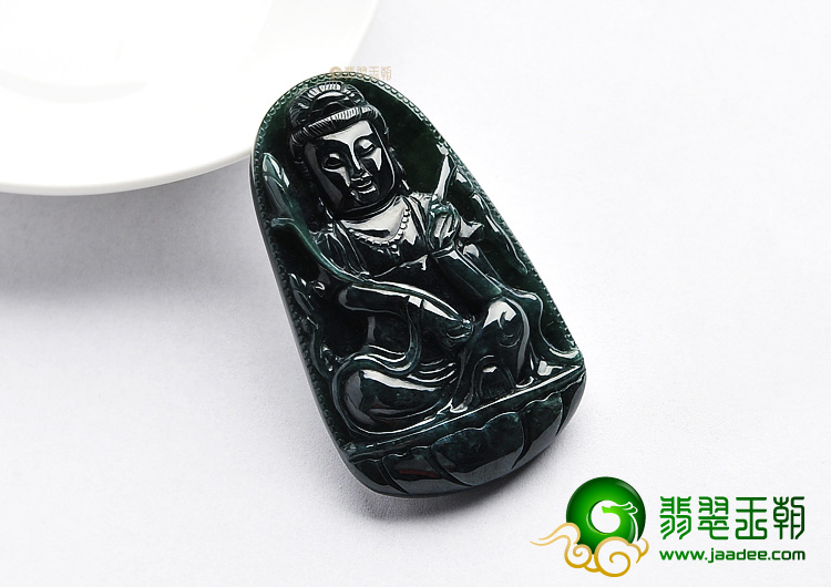 糯冰种墨翠观音挂件