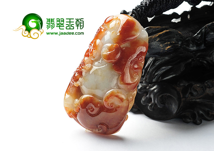 糯冰种红黄翡福寿如意挂件