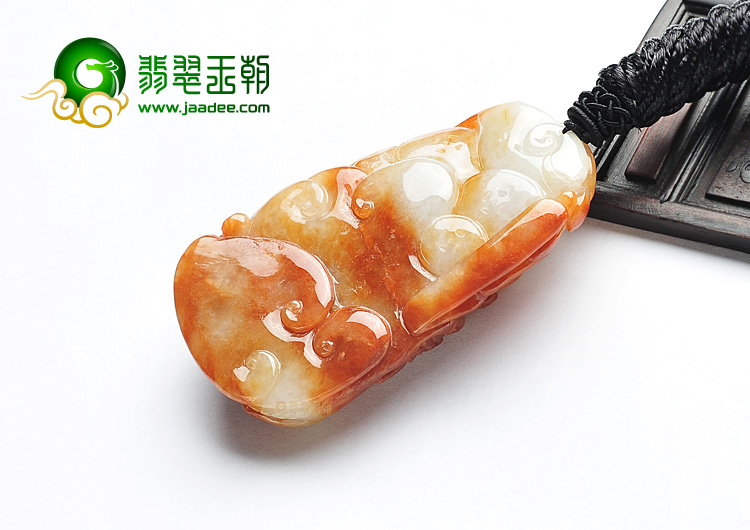 糯冰种红黄翡福寿如意挂件