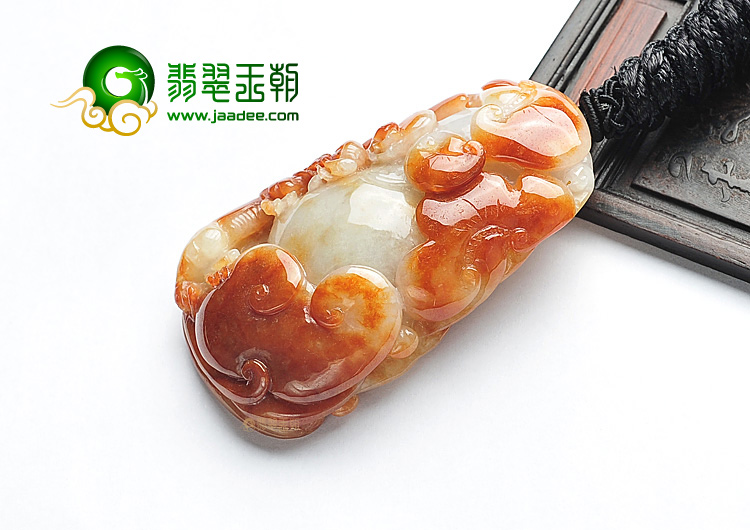 糯冰种红黄翡福寿如意挂件