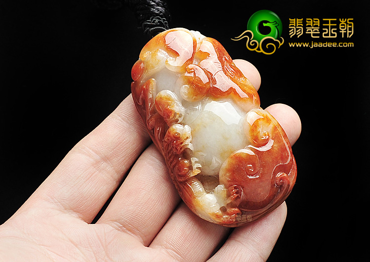 糯冰种红黄翡福寿如意挂件