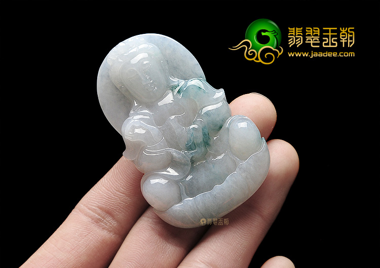 糯冰种飘花观音挂件