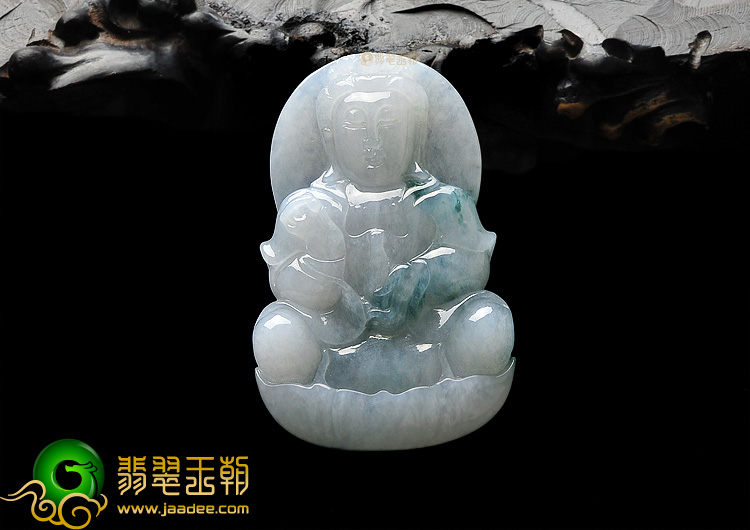 糯冰种飘花观音挂件