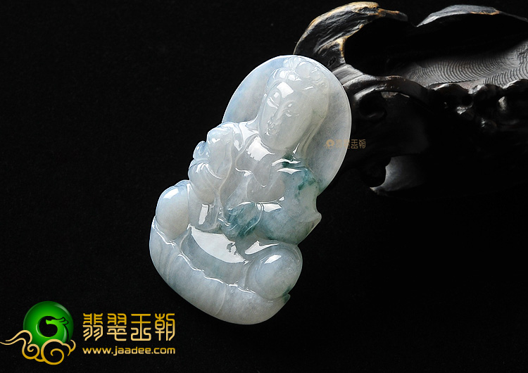 糯冰种飘花观音挂件