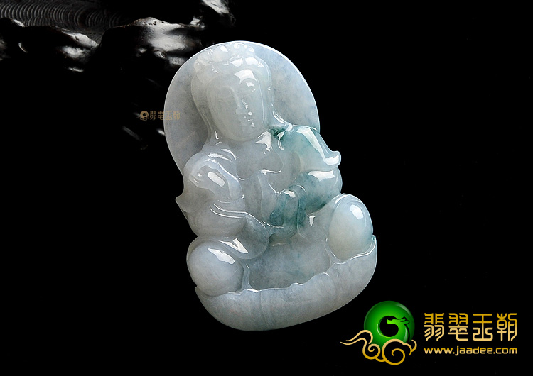糯冰种飘花观音挂件