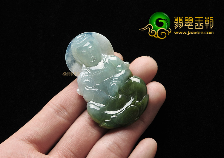 糯冰种褐黄翡观音挂件