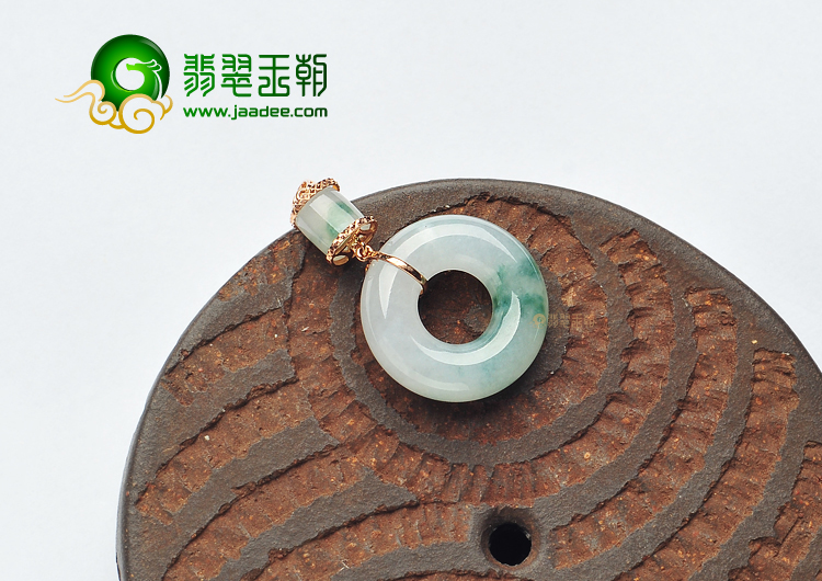 冰种飘花镶玫瑰金平安环胸坠(真钻)