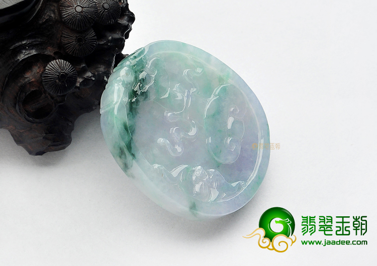 糯冰种紫罗兰飘花玉兔挂件