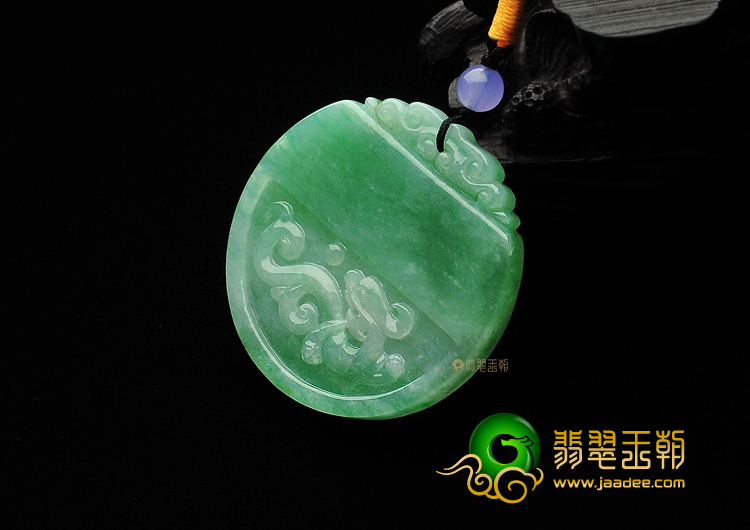 糯冰种飘翠龙凤牌挂件(一对)
