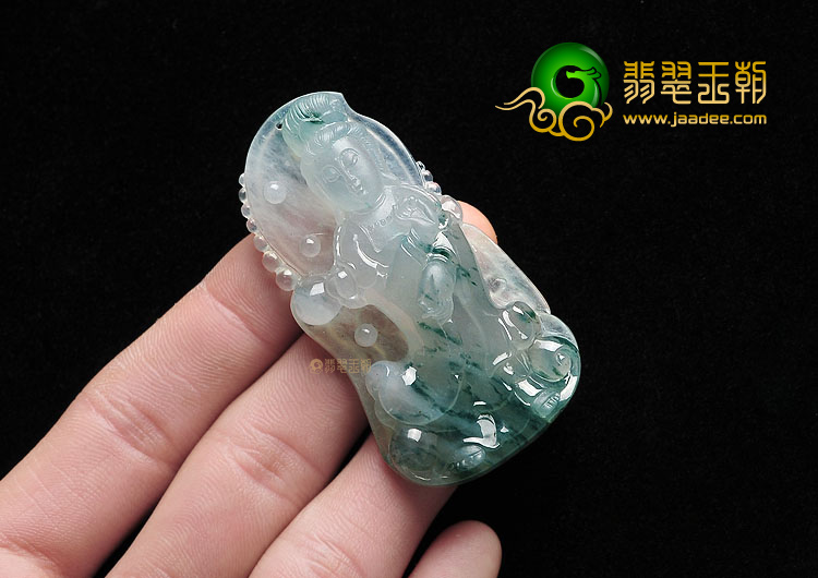 冰种飘花站观音挂件
