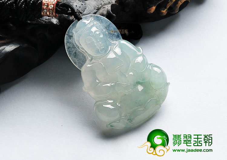 冰种飘花观音挂件