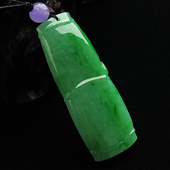 糯冰种翠色缅甸翡翠A货节节高挂件